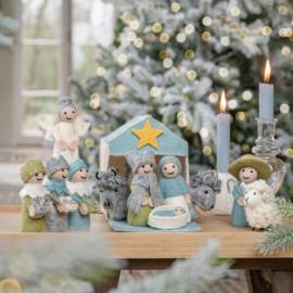 Kerststal Sjaal met Verhaal 12-delig ijsblauw