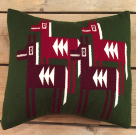 Kussen traditioneel Ecuador blauw 3 mannen