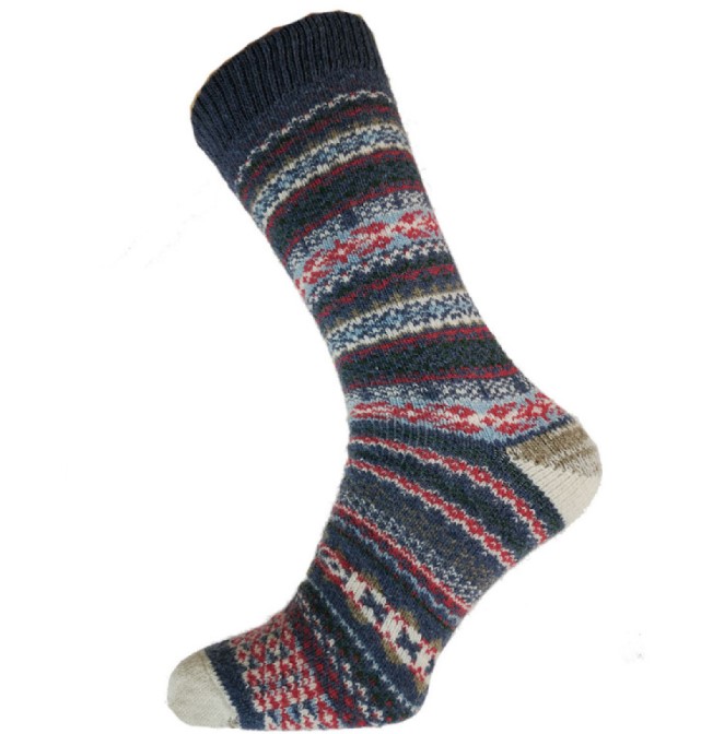 Sokken maat 40-45 Woolmix patroon wit-jeans