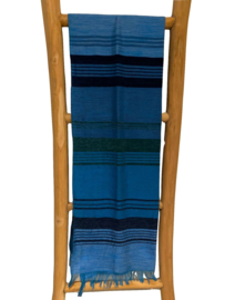 Sjaal katoen en zijde azuur-, donkerblauw en groen