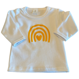 Baby T-shirt met velours opdruk hart oranje maat 62