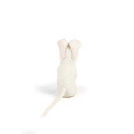Vingerpopje vilt 3D muis wit