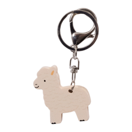 Houten sleutelhanger alpaca