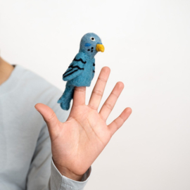 Vingerpopje vilt 3D grasparkiet blauw