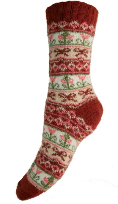 Sokken maat 36-40 Woolmix strikjes rood