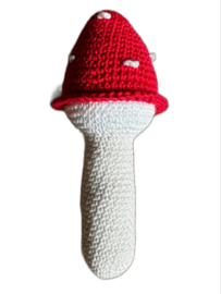 Paddenstoel rammelaar rood