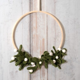 Kerstkrans Sjaal met verhaal vilt mistletoe