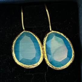 Oorbellen van Happy Lona verguld turquoise