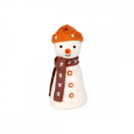 Eiwarmer/decoratie Sjaal met Verhaal sneeuwpop oranje