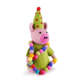 Eiwarmer/decoratie feestvarken groen