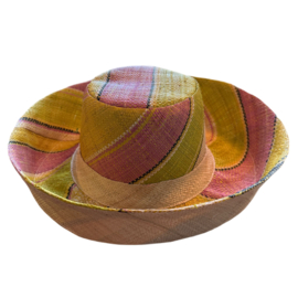 Zonnehoed met brede rand lime-lila