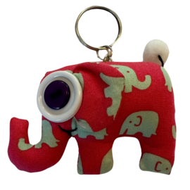 Sleutelhanger olifant olifantstof rood-mint katoen