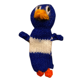 Vingerpoppetje pinguin blauw-wit