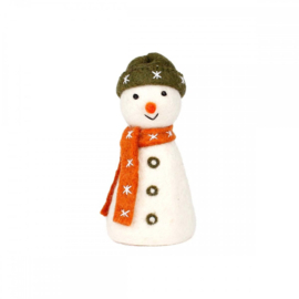 Eiwarmer/decoratie Sjaal met Verhaal sneeuwpop groen