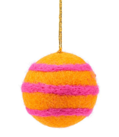 Kerstbal Sjaal met Verhaal streep groen-roze