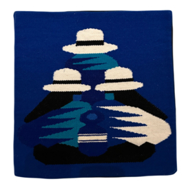 Kussen traditioneel Ecuador blauw ruiten