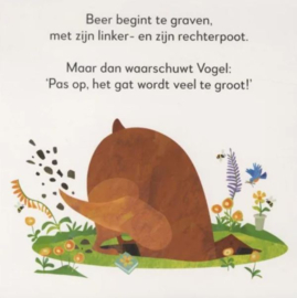 Boekje Beer en vogel helpen een handje met vingerpopje beer