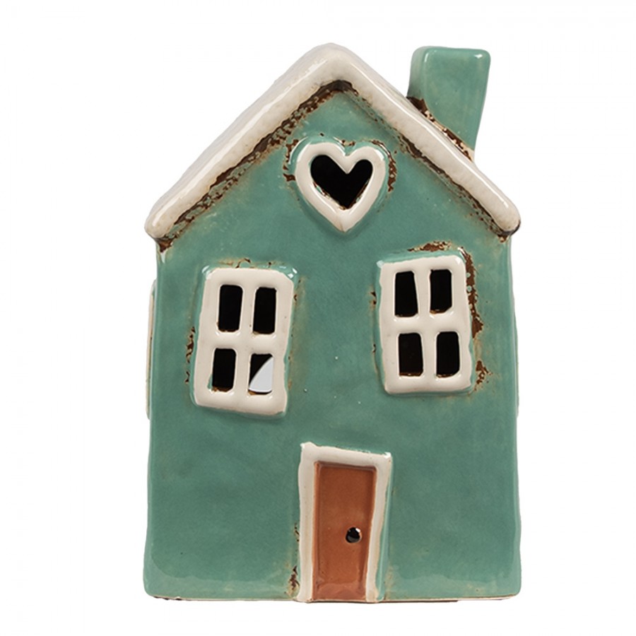 Clayre & Eef waxinelichthouder huis mintgroen