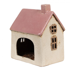 Houder waxinelicht Clayre & Eef roze huis L