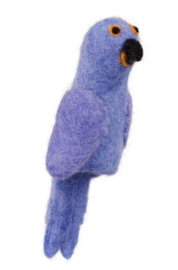 Vingerpopje vilt 3D papegaai blauw