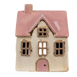 Houder waxinelicht Clayre & Eef roze huis L