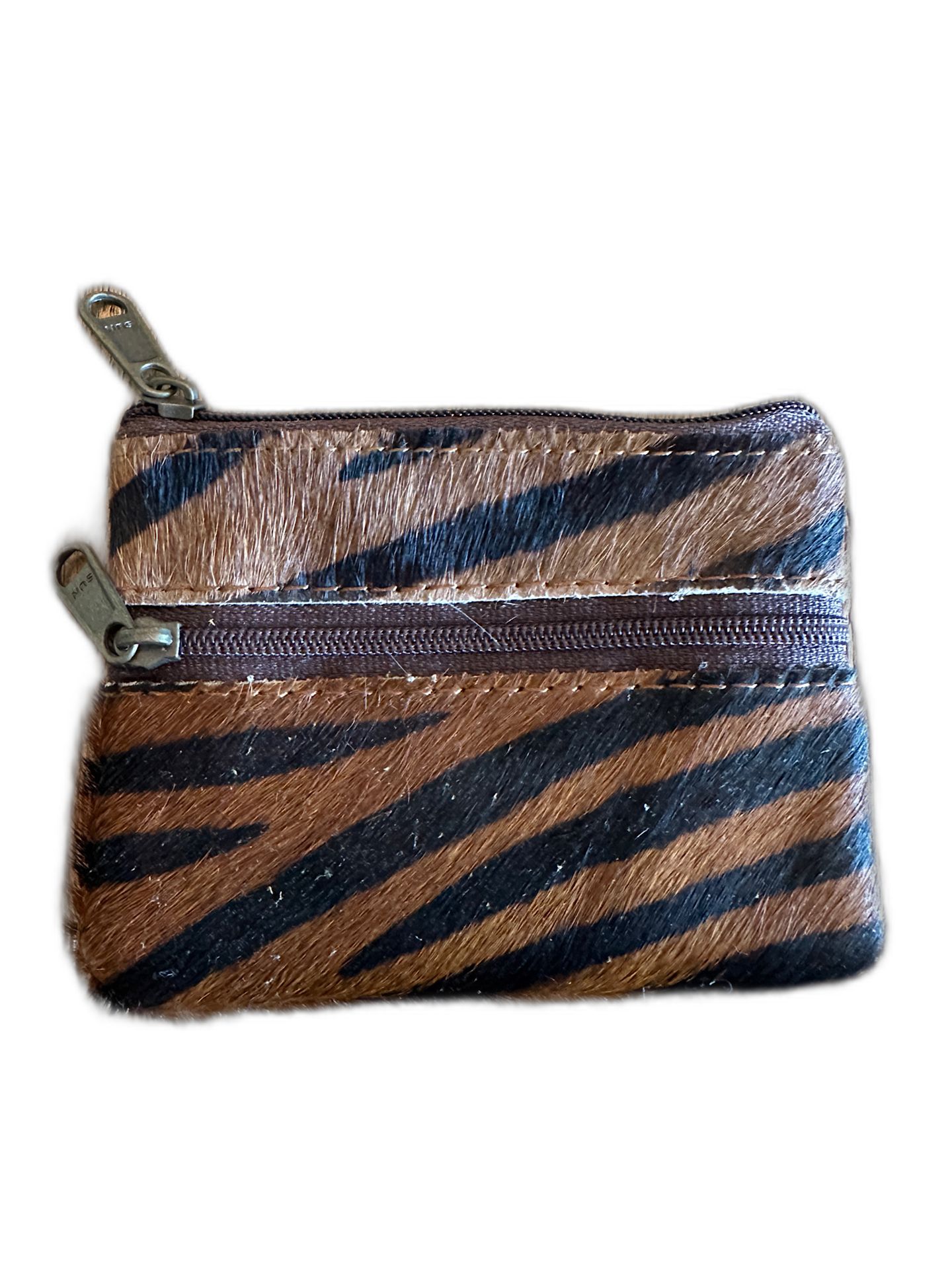 Portemonneetje van restleer zebra blauw