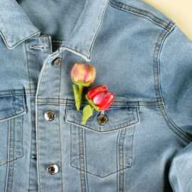 Broche tulp vilt geel-oranje