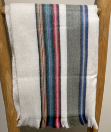 Sjaal L gestreept wolwit-beige-blauw-rood