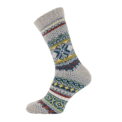 Sokken maat 40-45 Woolmix patroon wit-jeans