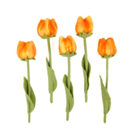 Bloem vilt tulp kort geel-oranje