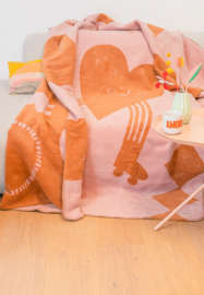 Plaid Adelheid poederroze-cognac Hart