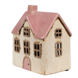 Houder waxinelicht Clayre & Eef roze huis L