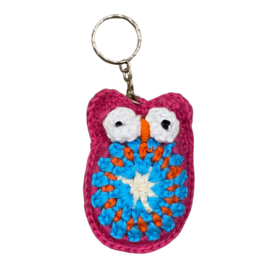 Sleutelhanger uil roze/blauw