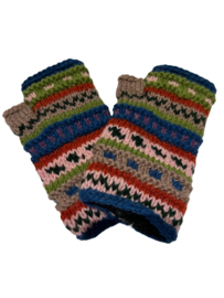 Handwarmers traditioneel beige-blauw-groen-roest-roze
