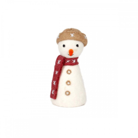 Eiwarmer/decoratie Sjaal met Verhaal sneeuwpop beige