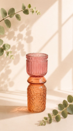 Hoog vaasje roze-oranje