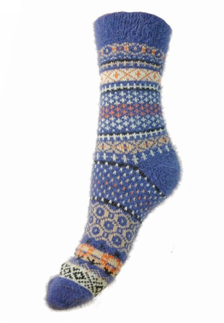 Sokken maat 36-40 Woolmix patroon blauw