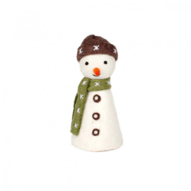 Eiwarmer/decoratie Sjaal met Verhaal sneeuwpop bruin