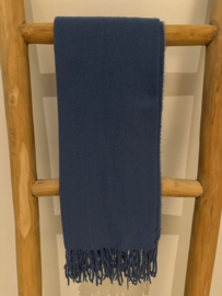 Voorjaarssjaal effen katoen/viscose/wol jeansblauw