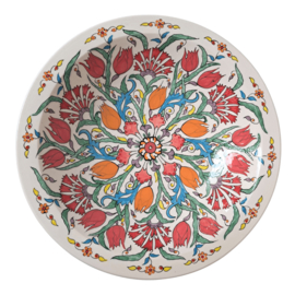 Schaal XL rood-oranje-turquoise met tulpen