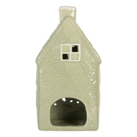 Houder waxinelicht Clayre & Eef  peperkoek lichtgroen huis L