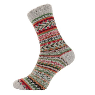 Sokken maat 40-45 Woolmix patroon wit-jeans