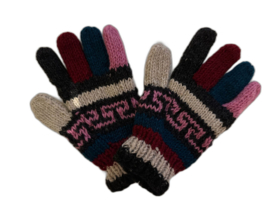 Handschoenen beige-roze-bordeaux