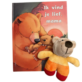 Boekje Ik vind je lief, mama met knuffelrammelaar beer