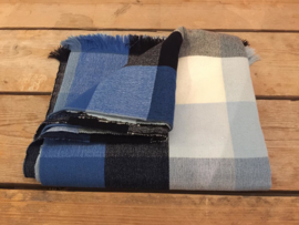 Tafel- picknickkleed blauw-wit-grijs blok