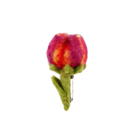 Broche tulp vilt geel-oranje