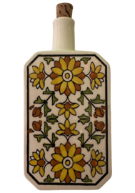 Keramische fles geel-wit