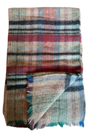 Plaid Tweedmill abrikoos-crème-koningsblauw
