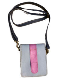 Heuptasje van restleer incl. afneembare crossbody schouderband lichtblauw, mint, roze , geel en crème