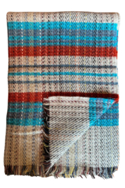 Plaid Tweedmill turquoise-oranje-lichtgrijs